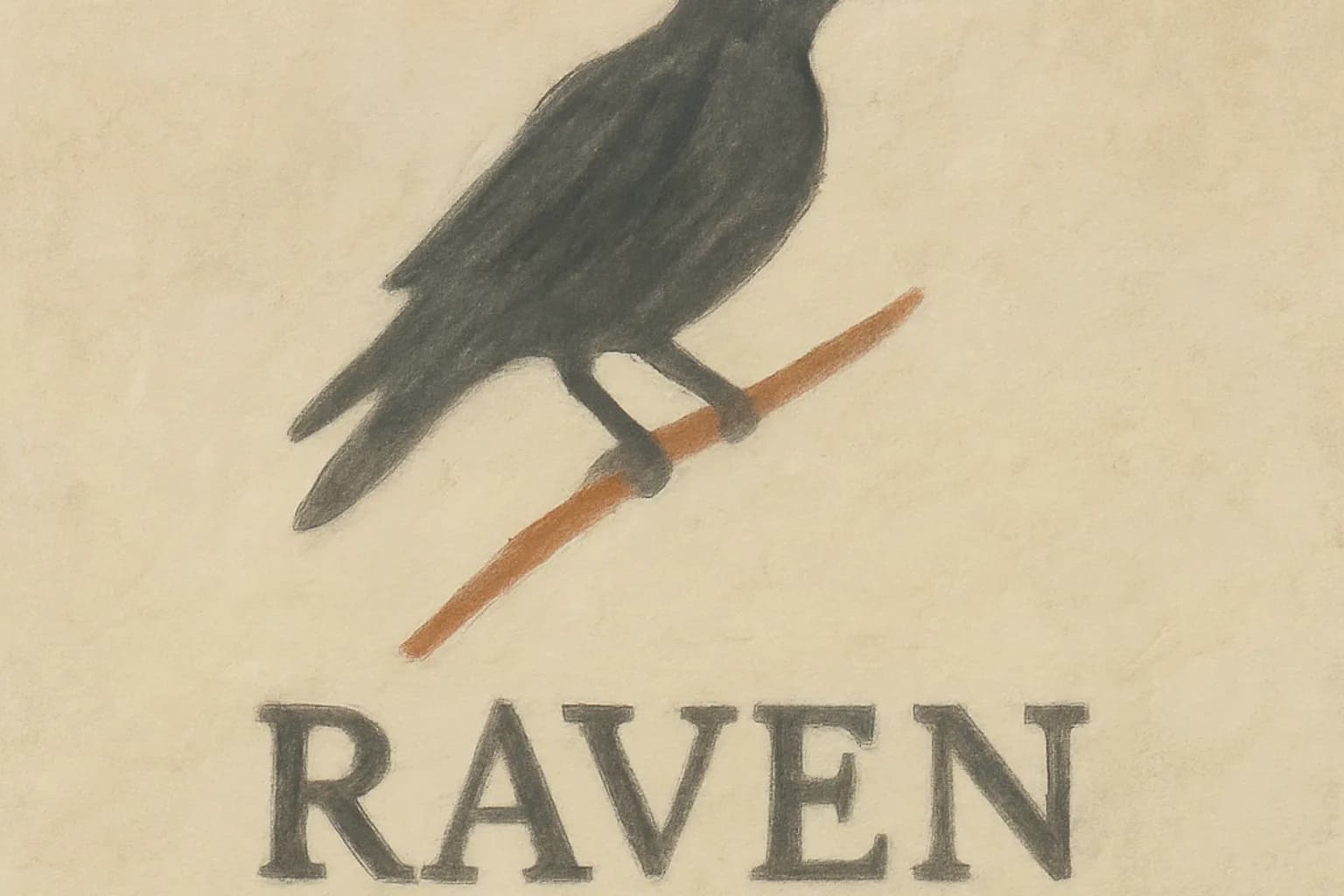 Rough ivory poster with a black raven sketch