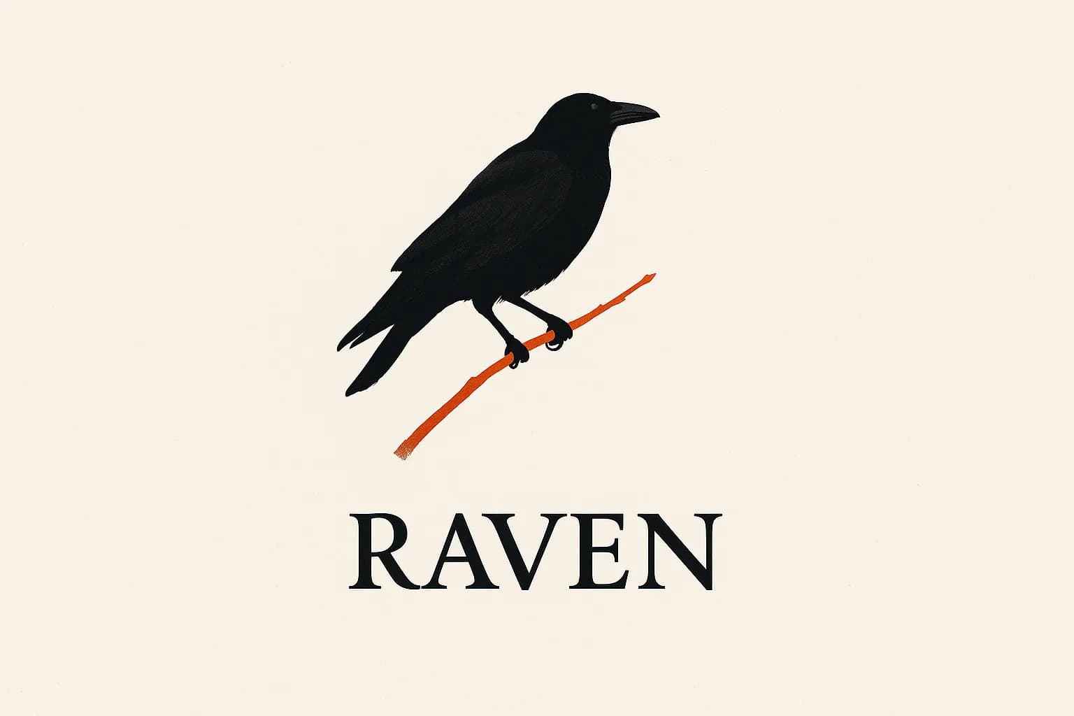 Finished minimal RAVEN poster on warm ivory paper