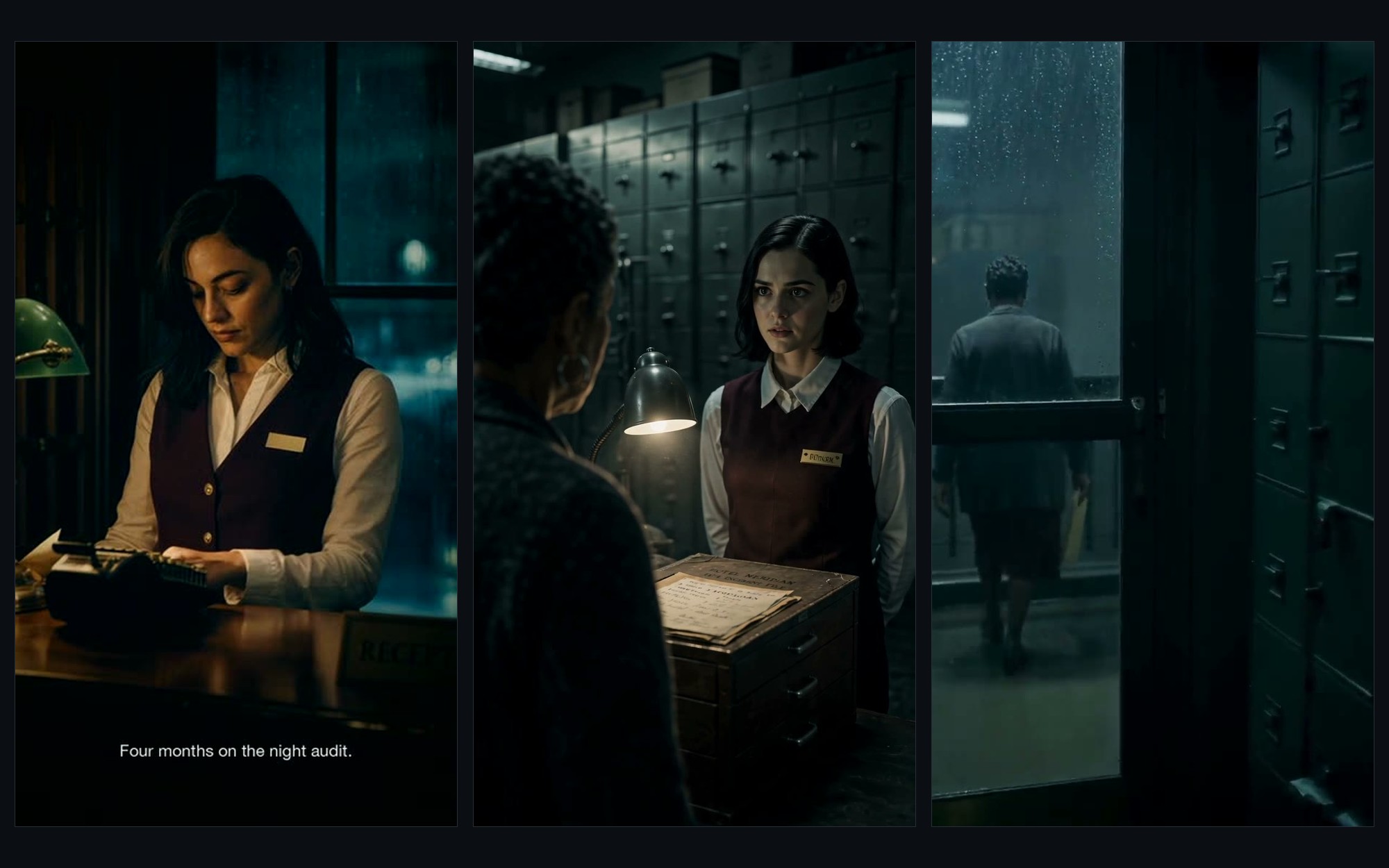 Night Audit — frames from the delivered film