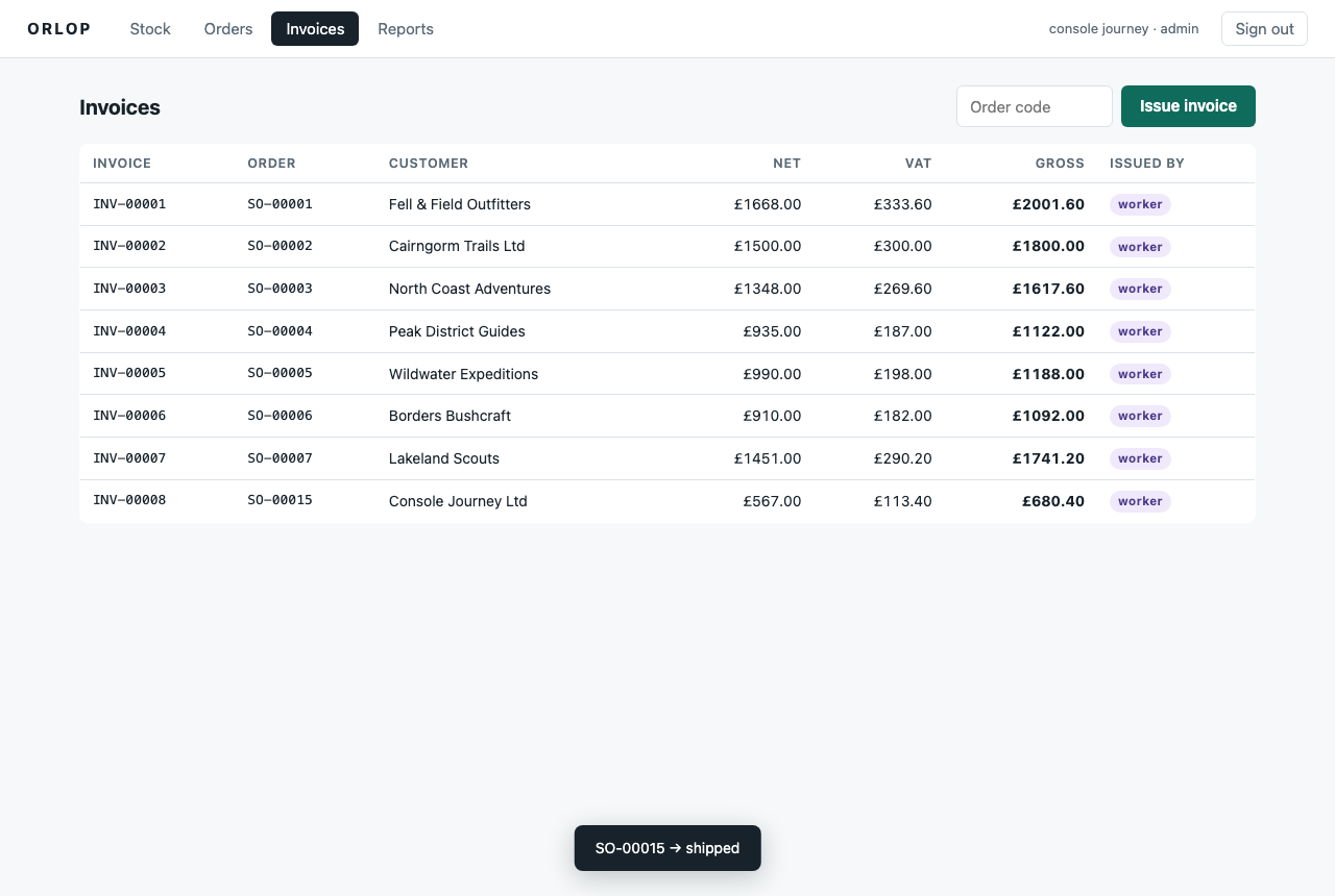 journey-06 · the worker's invoices arriving on screen